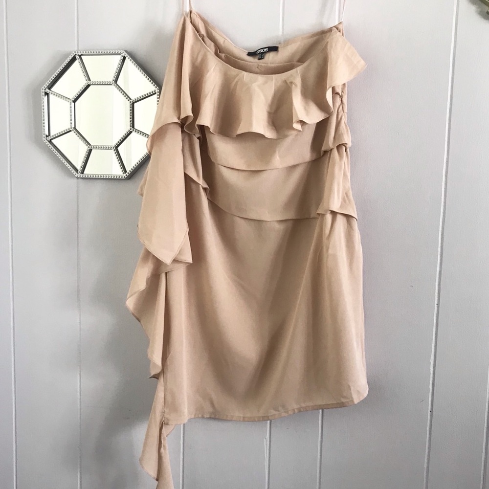 Ruffle Dress ASOS Nude Strapless 10